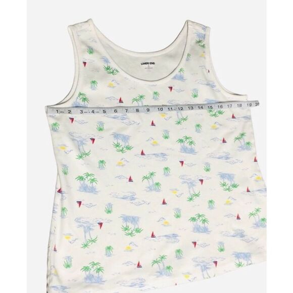 LANDS' END Women's Stretch Cotton Tank Top Ocean Boat Vacation Size Large - Picture 2 of 6